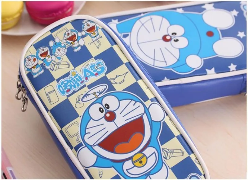 Kawaii Doraemon, пенал для школы, милый, искусственная кожа, большая емкость, канцелярский чехол, корейский, канцелярские принадлежности, школьные, офисные принадлежности