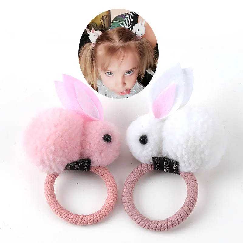 

Cute hair ball rabbit hair ring female tie rope Korean version of the headwear rubber band hair rope children's hair accessories