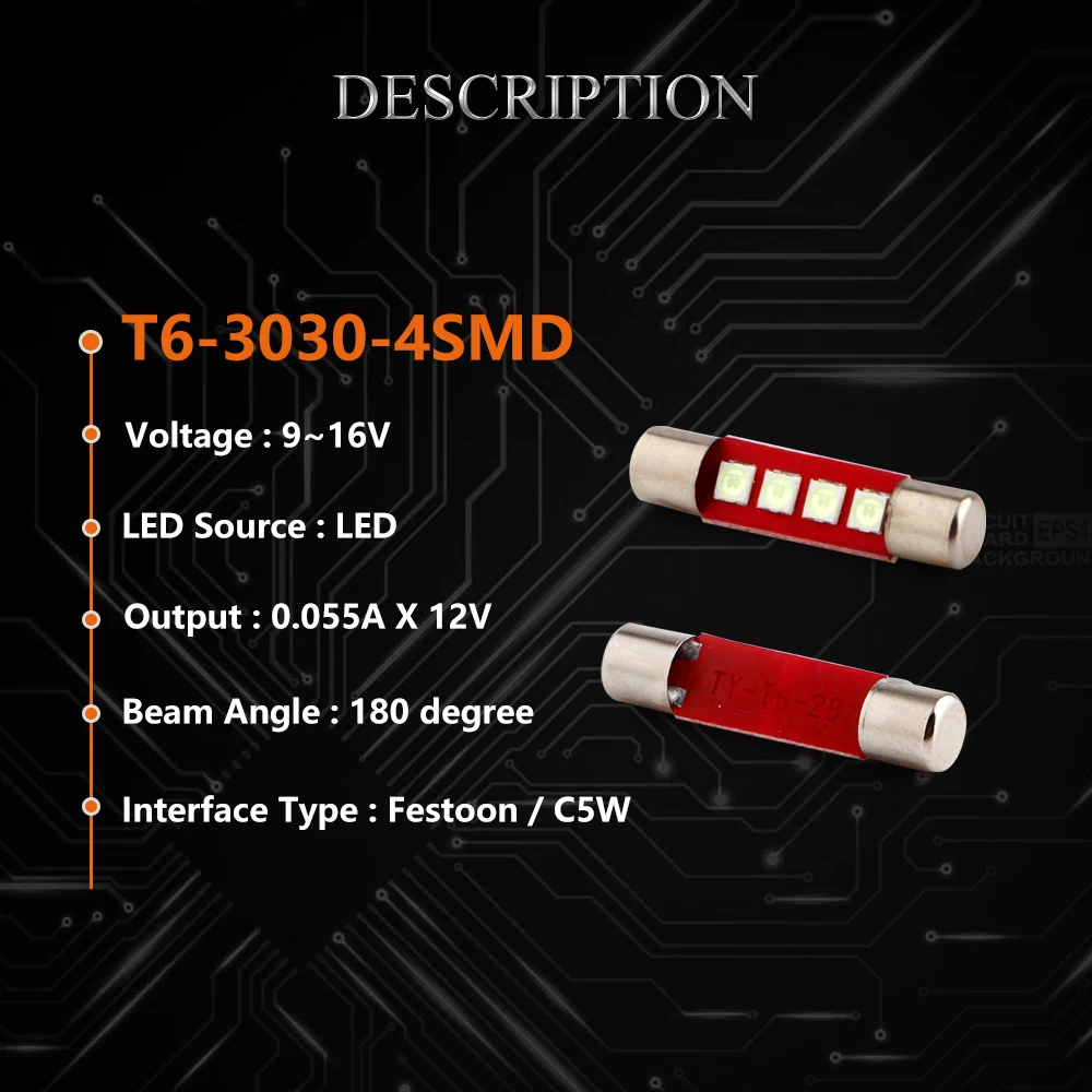 4 шт. Festoon C5W T6 28 мм 31 3022 6615F 6614 купол крыша карта перчаточный ящик светильники