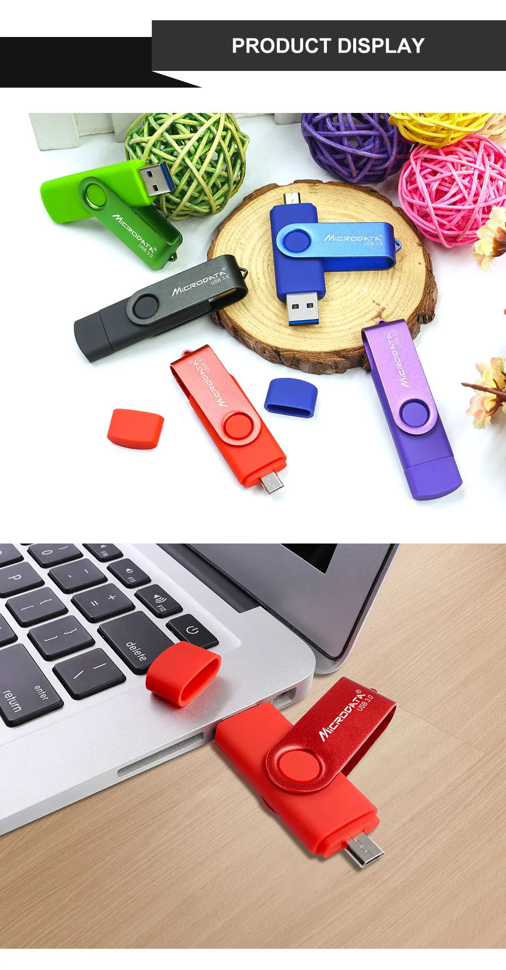 USB 3,0 Вращающийся 2 в 1 OTG USB флеш-накопитель 128 Гб 64 ГБ 32 ГБ 16 ГБ высокоскоростной флеш-накопитель Android Memory stick