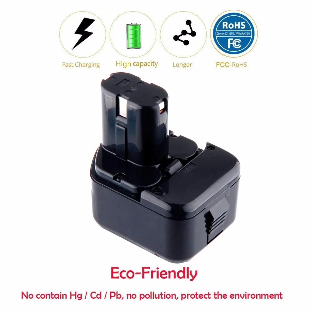 ELE ELEOPTION 2 шт. 12В 2.0Ah 2000 мАч NI CD батарея для Hitachi EB1220BL EB1214S EB1212S WR12DMR CD4D DH15DV