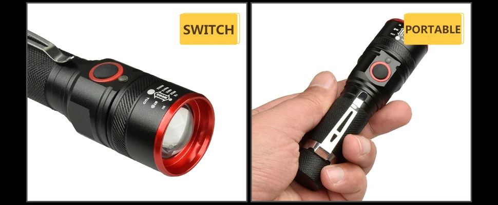 Портативный светодиодный фонарик с зарядкой от USB регулируемый фонарь usb XML T6 3