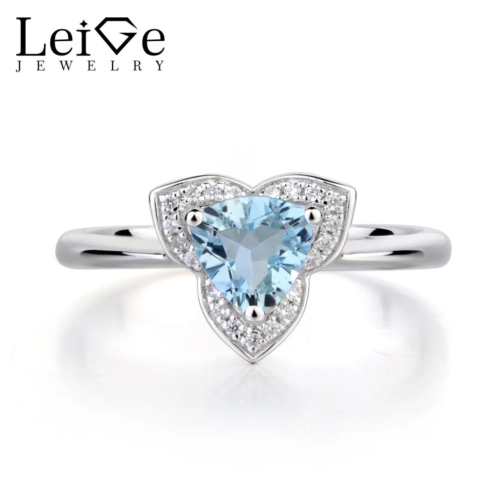 Украшения leige Натуральный аквамарин обручальные кольца из стерлингового серебра