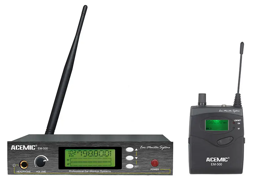 798 830MHz ACEMIC EM 500 FM 100M UHF 928MHz lcd Pro Mic беспроводной монитор в ухо|mic wireless|in ear monitor systemmic pro |