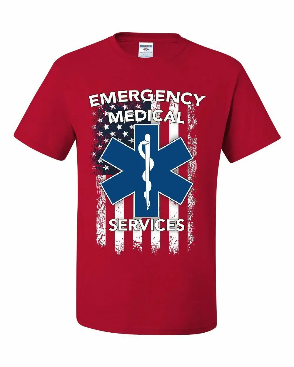 EMT Star of Life EMS metric футболка с флагом США|Мужские футболки| |