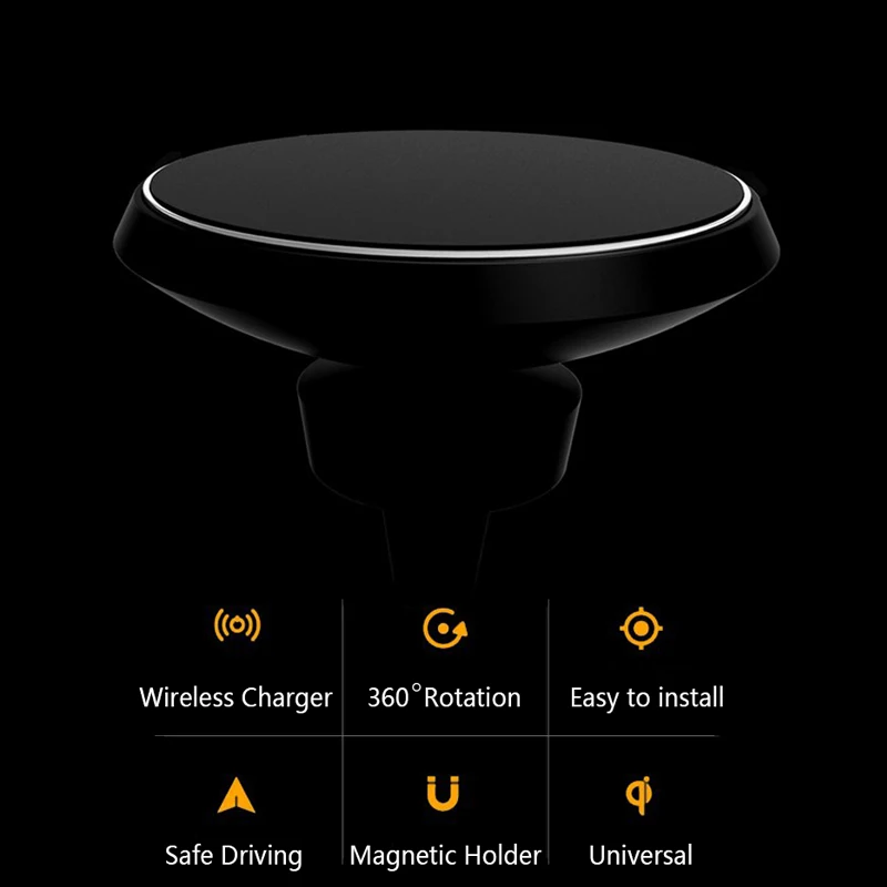 

Qi Wireless Charger Car Air Vents Clamp Magnetic Stand Holder W3 Charging for iPhone X 8 Samsung S8/S9 Plus Wireless Charger