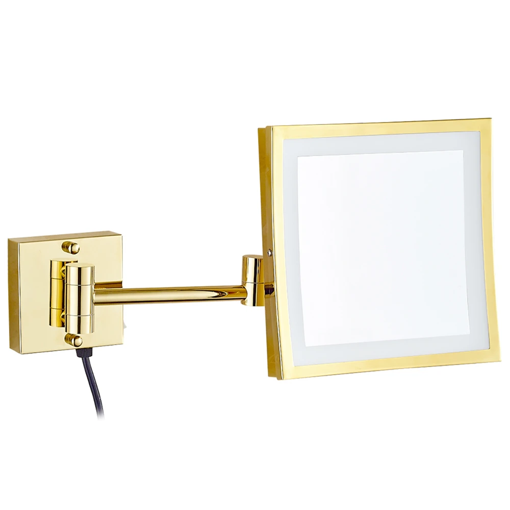 

Square Makeup Mirror 3X Magnifying Single side with 50 LED Light/bulbs for Cosmetic & Skin Care & Shaving, Polished Gold M1802DJ