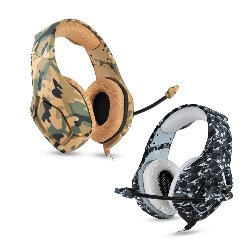 

qijiagu2PCS Camouflage PS4 Headset Bass Gaming Headphones Game Earphones Casque with Mic for PC Mobile Phone for Xbox One Tablet