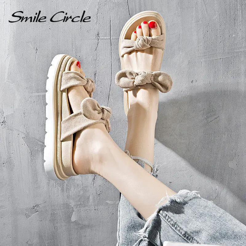 Smile Circle/2019 г. Новые летние стильные сандалии женская обувь на плоской платформе