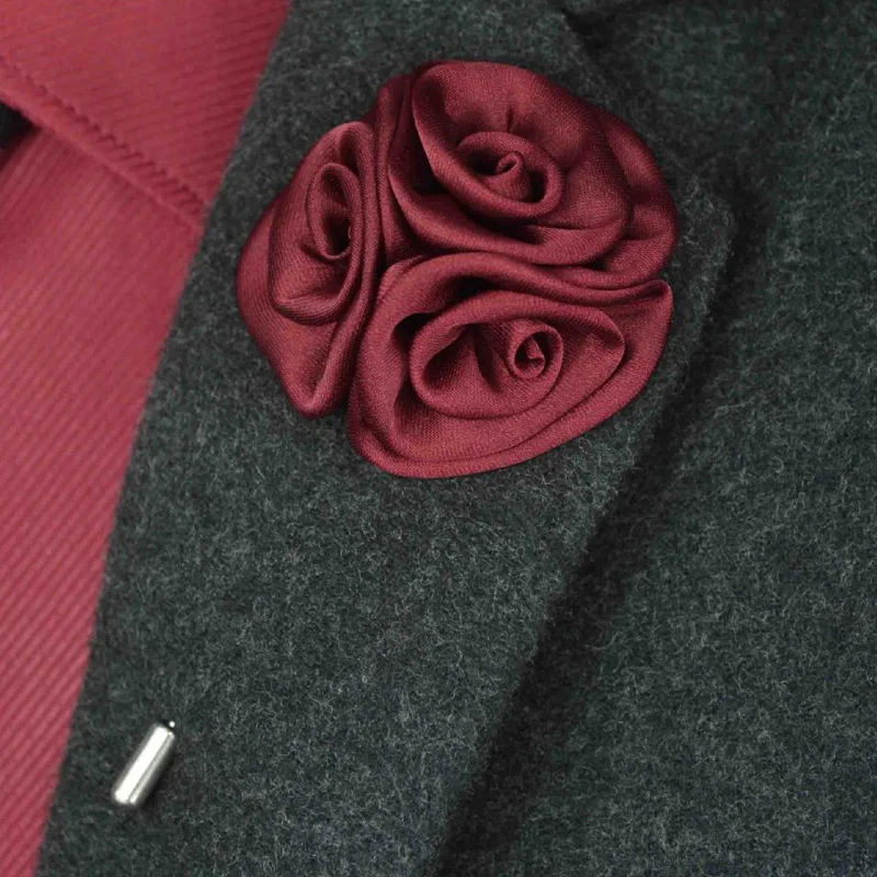 UALGL Fashion Handmade Fabric Lapel PinThree-in-one Rose Flower Brooches For Men Wedding Suit Decoration Shirt Jewelry Accessery | Украшения