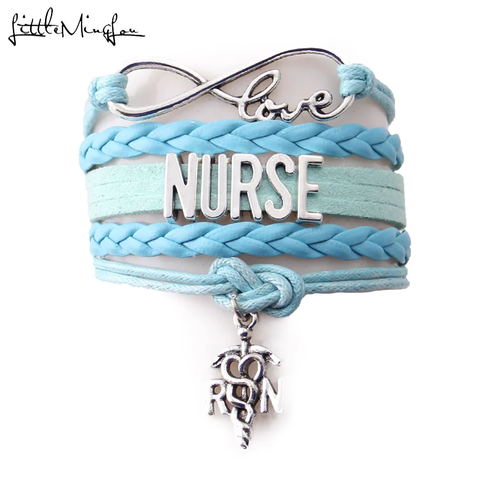 Маленький Minglou Infinity Love RN браслет с надписью NURSE LPN medical Очаровательные кожаные