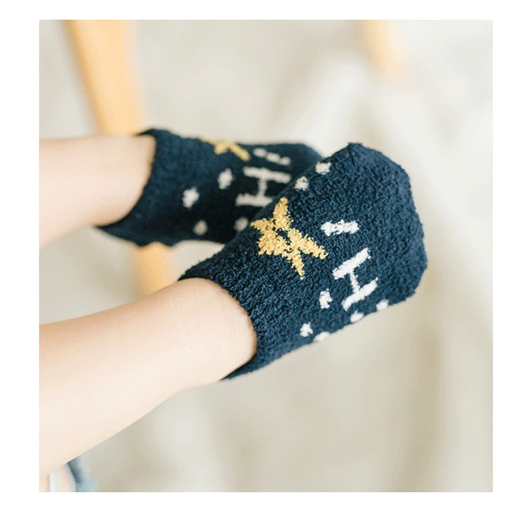 Winter Baby Socks with Rubber Sole Non-slip Coral Fleece Toddler Boy Girls Floor Infant Clothing Accessories Thicken | Детская одежда и