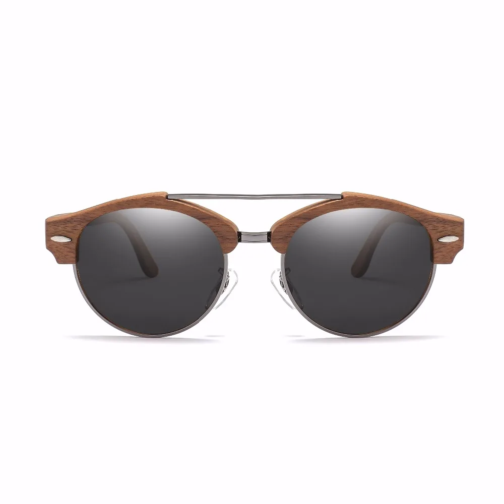 

Brand Design Mens Semi-Rimless Wooden Sunglasses Polarized Driving Fishing Sun glasses For Women