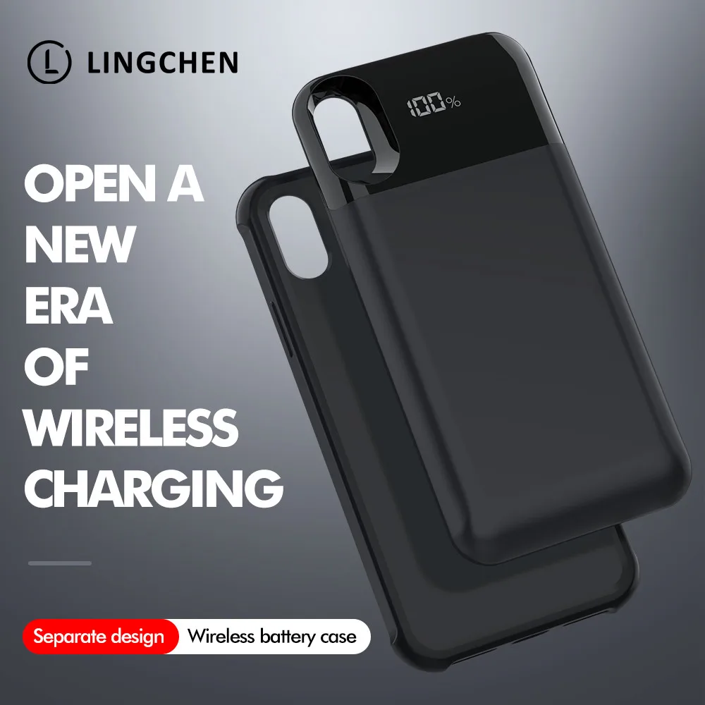 LINGCHEN чехол для аккумулятора для iPhone X/XS XR 5000/5500 мАч чехол для зарядки аккумулятора для iPhone умный чехол для зарядки с цифровым дисплеем