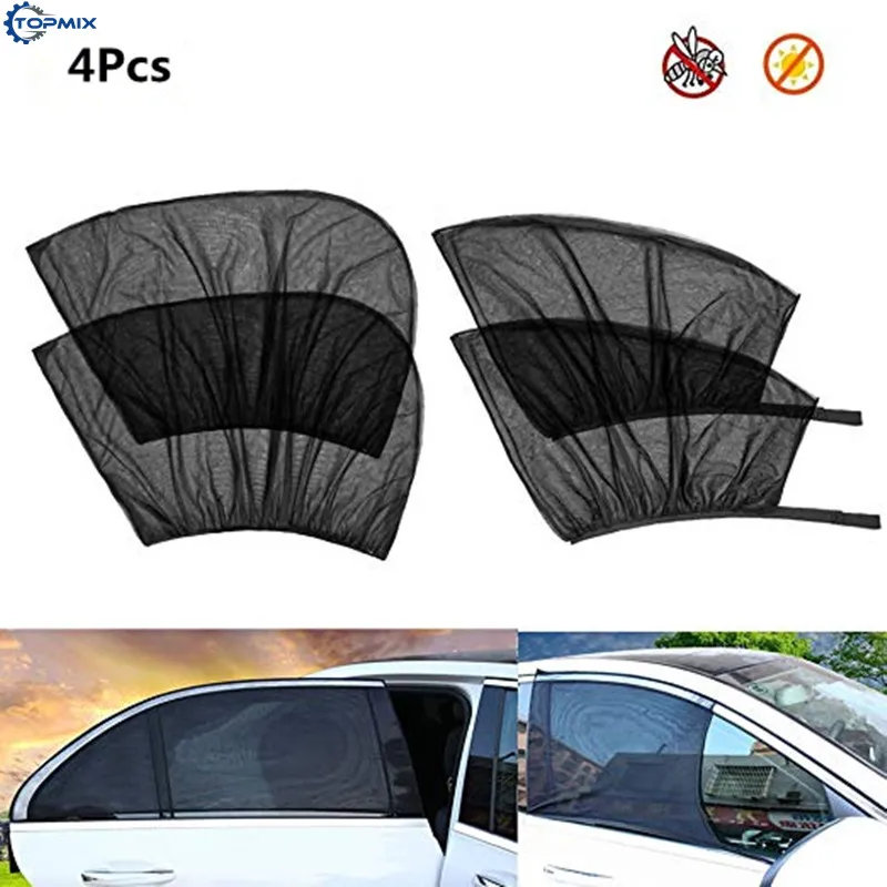 

4Pcs Car Front & Rear Side Window Cover Mesh Sun Visor Shade Cover Shield UV Protector Black Auto Sunshade Cover
