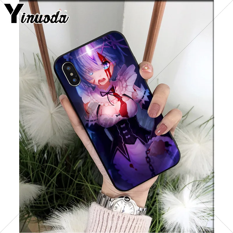 Yinuoda японский аниме RE ZERO Remu силиконовый мягкий ТПУ Черный чехол для телефона iPhone 8