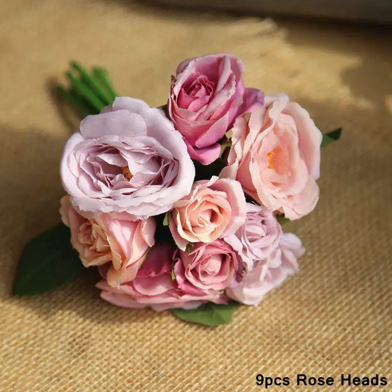 1240-Violet Pink Один Букет искусственных цветов, букет роз, шелковые розы, свадебные цветы, домашний декор, свадебные украшения, цветы - Цвет: 1240-Violet Pink
