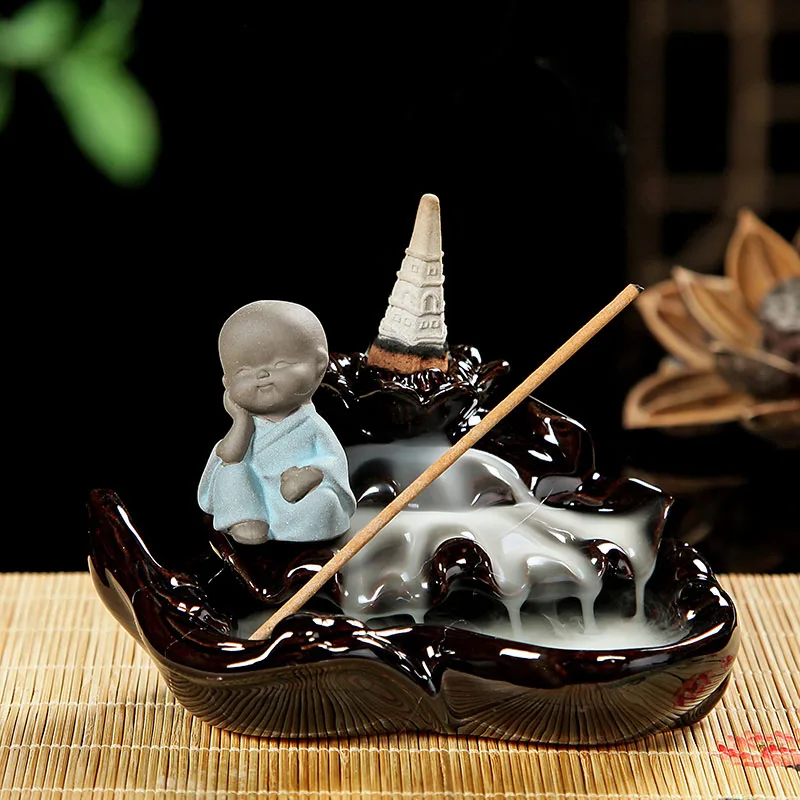 The Little Monk Censer Creative Home Decor Small Buddha Incense Holder Backflow Burner Use In Office Teahouse Dehua | Дом и сад