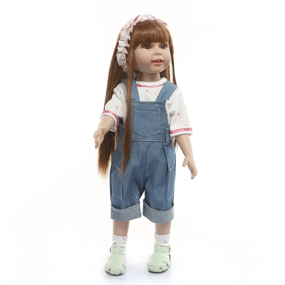 

45cm 18inch Reborn Full vinyl American Princess Toddler girls bebe toys collectible doll bathe Toys Birthday Christmas gifts