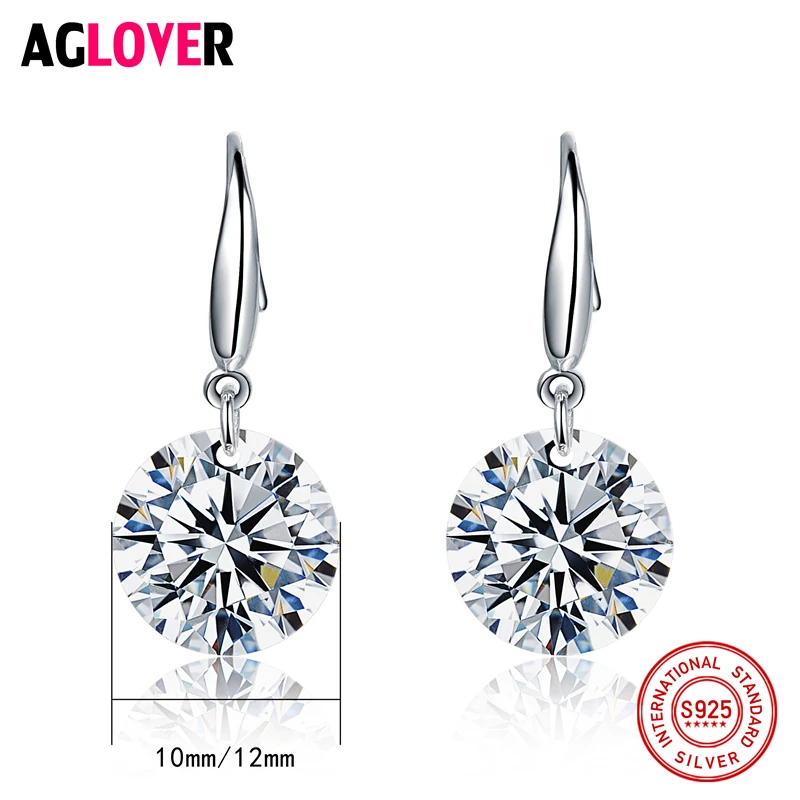 Женские серьги подвески из серебра 925 пробы с цирконом AAA|silver earings with zircon|silver earrings
