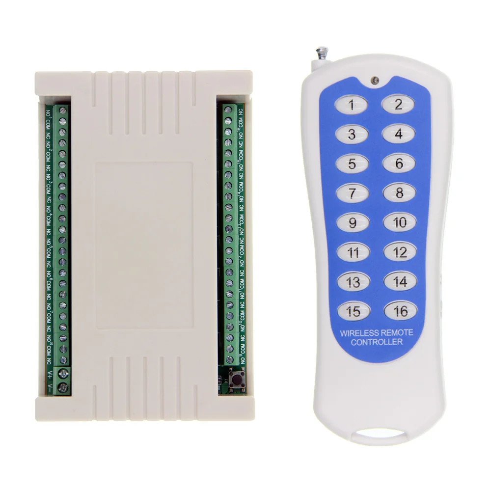 DC 12V 24V 16 CH каналов 16CH RF беспроводной переключатель системы дистанционного управления, передатчик+ приемник, 315/433 MHz