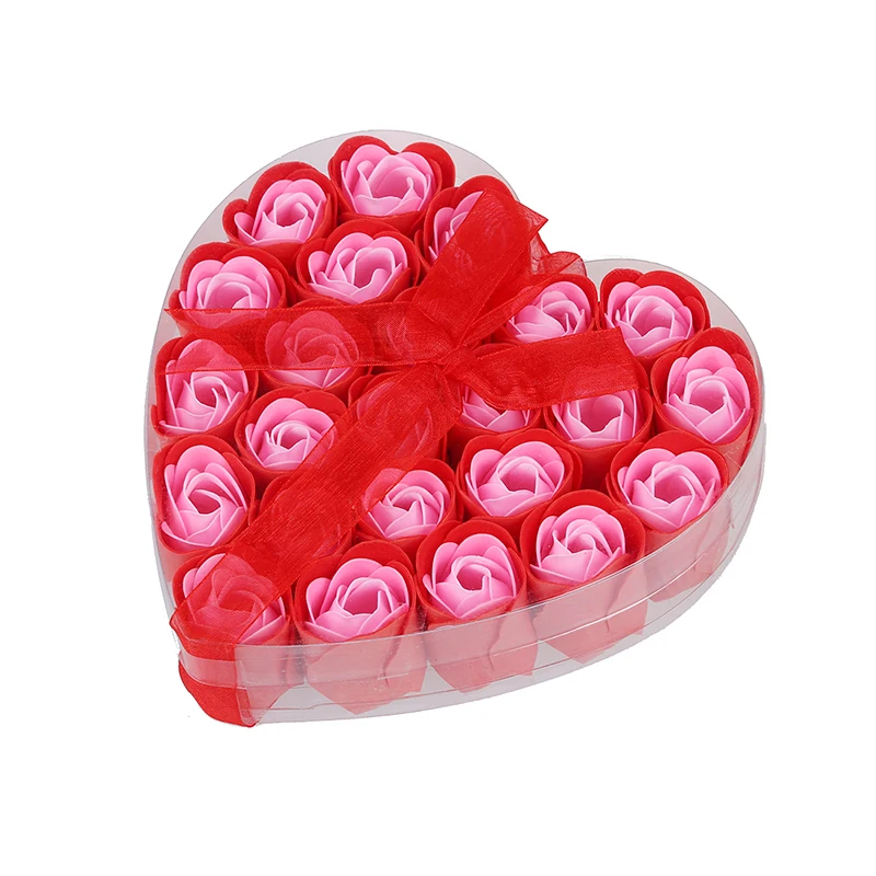 24 шт красное ароматическое мыло в виде лепестков роз коробке с сердцем | Красота и