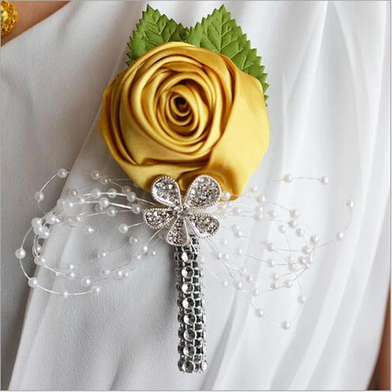 

7Colors Best Corsage Flowers For Groom Groomsman Silk Rose Flower Wedding Suit Boutonnieres Accessories Pin Brooch Decoration