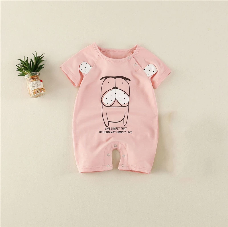 Одежда для детей с героями мультфильмов милый комбинезон короткими рукавами