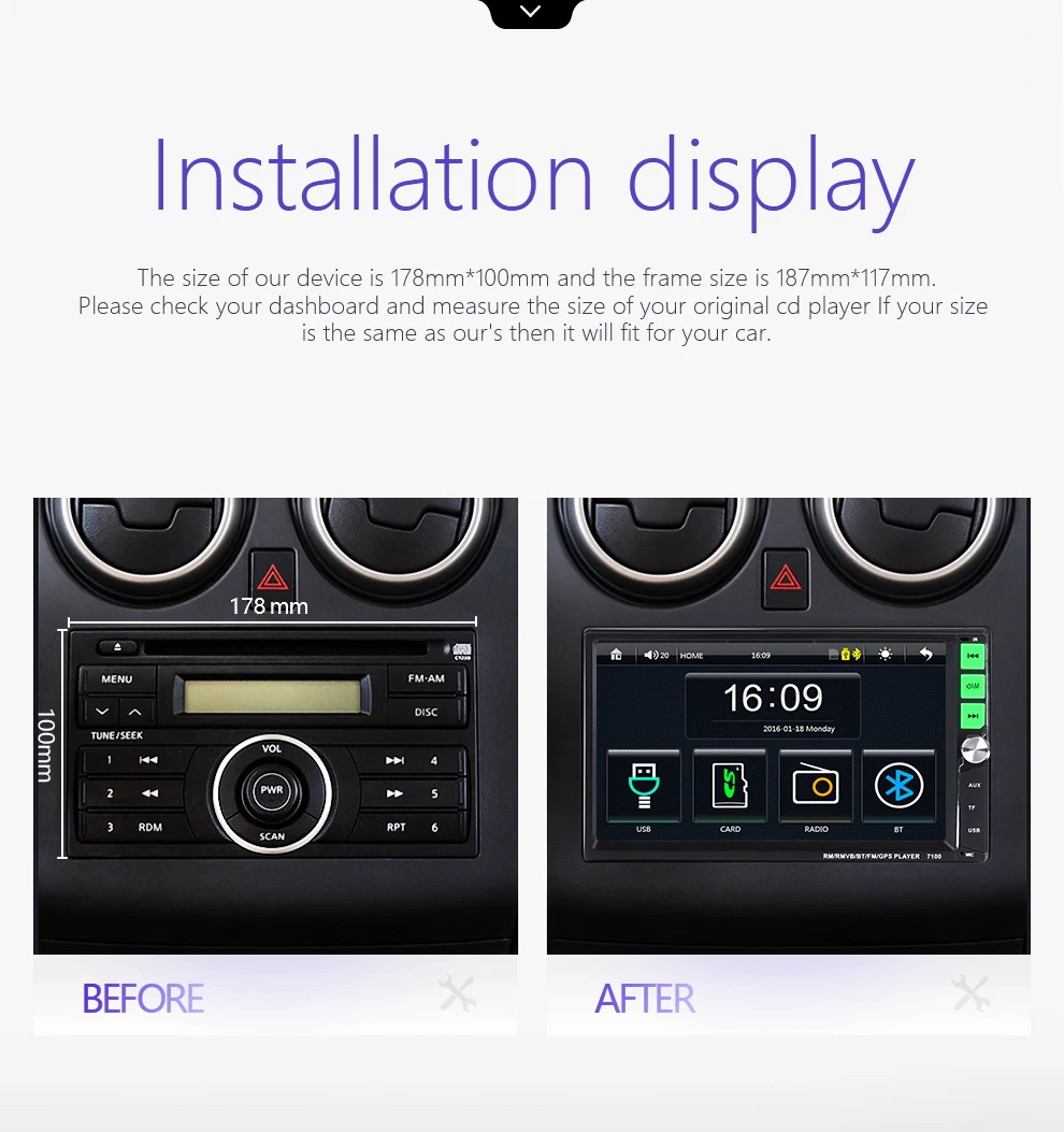 2 din автомагнитола " HD сенсорный экран плеер mirrorlink Android 9 Iphone MP5/SD/FM/MP4/USB/AUX/Bluetooth Авто Аудио для камеры