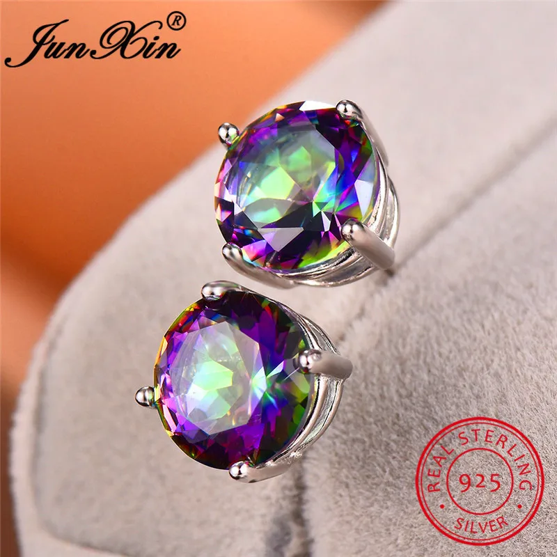 Радуга круглые серьги-гвоздики для женщин и мужчин черные зеленые синие желтые