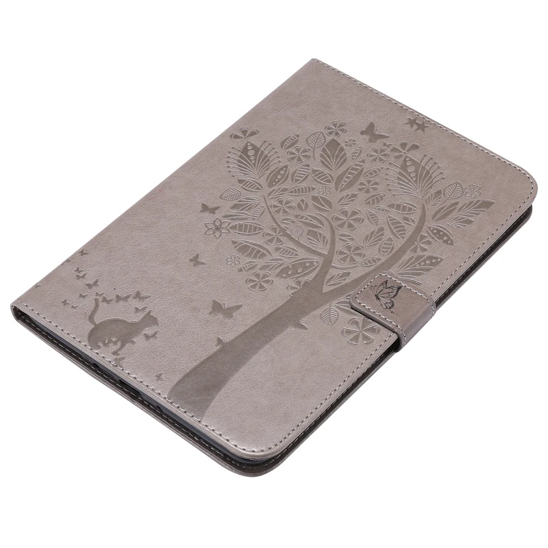 Кошачий деревянный кошелек из тисненой кожи с магнитным клапаном для планшета Samsung Galaxy Tab A 8.0 "SM-T350 T351.