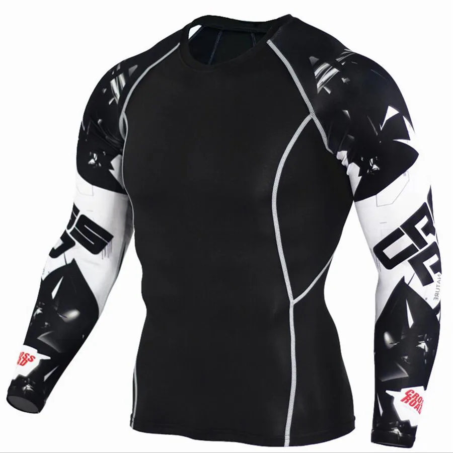 Мужские компрессионные рубашки MMA Rashguard поддерживающие форму для фитнеса с
