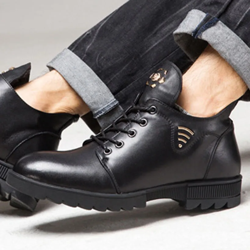High Quality Men Boots Winter Casual Brand Warm Shoes Genuine Leather Plush Fur Fashion Rivet Martin |