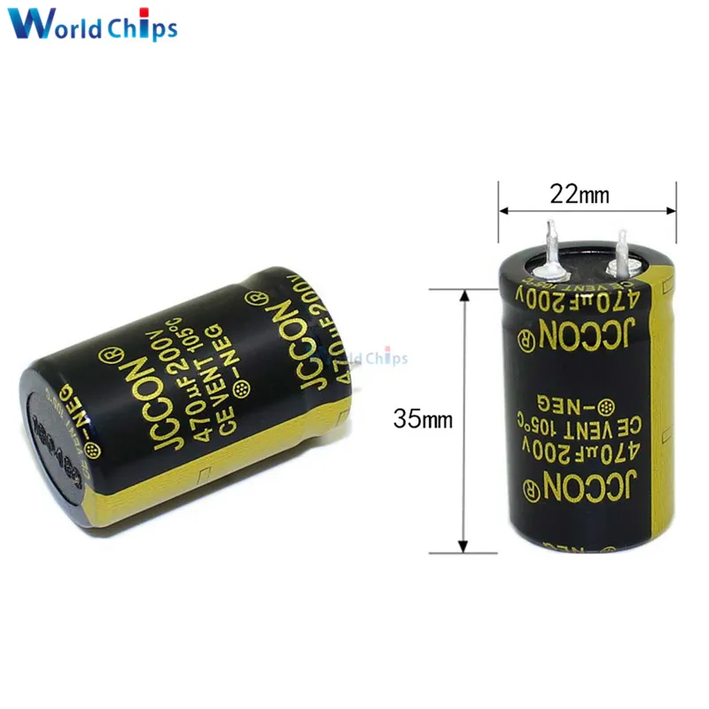 Diymore алюминиевый электролитический конденсатор 200 в 470 мкФ 22X35mm 200V470uF 22х35 мм
