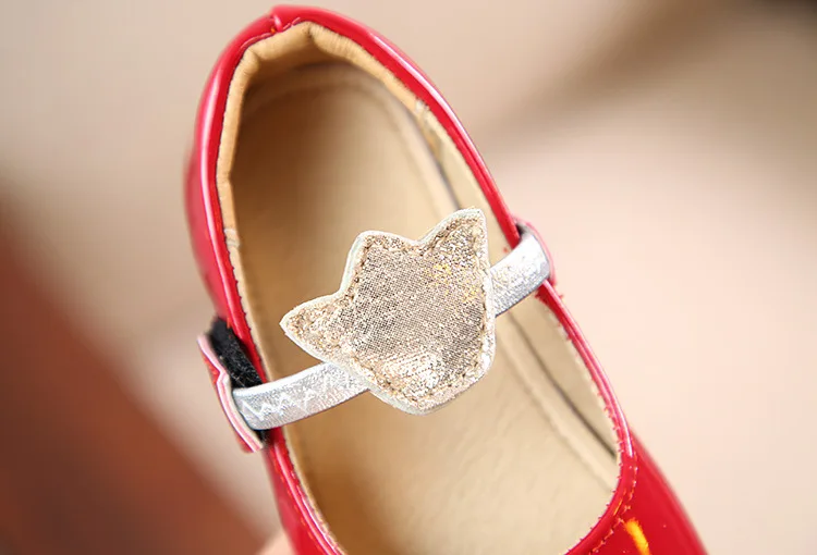 JGSHOWKITO New Soft Patent Leather Girls Shoes Solid Color Red Black Pink Kids Toddler Flats For Princess Sweet With Crown | Детская
