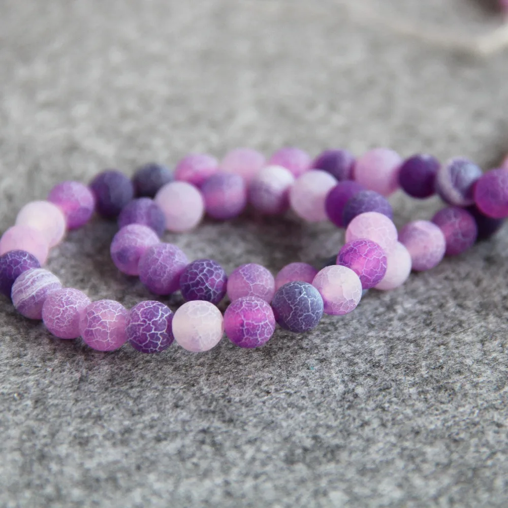 Хит продаж новинка для ожерелий 8 мм в полоску фиолетовый натуральный матовый