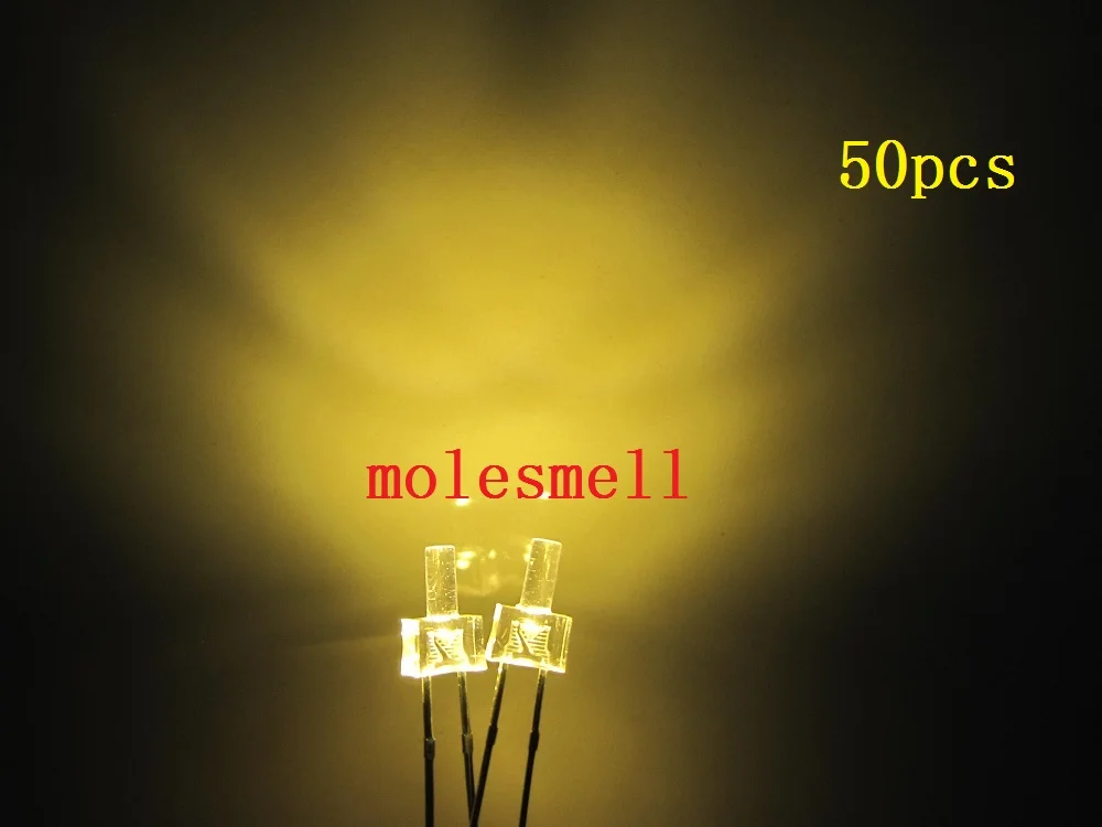 50 шт. новый светодиодный светильник 2 мм с плоским верхом теплый белый прозрачный