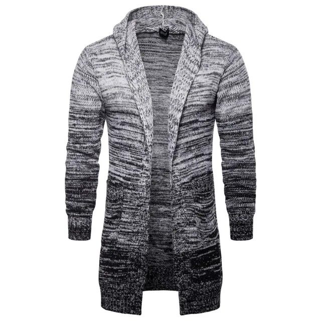 

New Fashion Mens Cardigan Sweaters Casual Long Coat Autumn Hooded Knitted Sweaters Sweatercoats Male Embroidery Cardigan