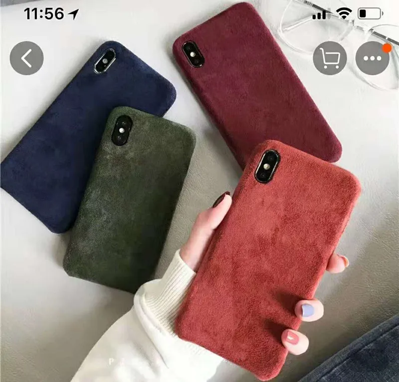2018 Горячая мода сплошной цвет плюшевый чехол для iPhone 11 Xs MAX Xr X 7 8 6 6s plus простой