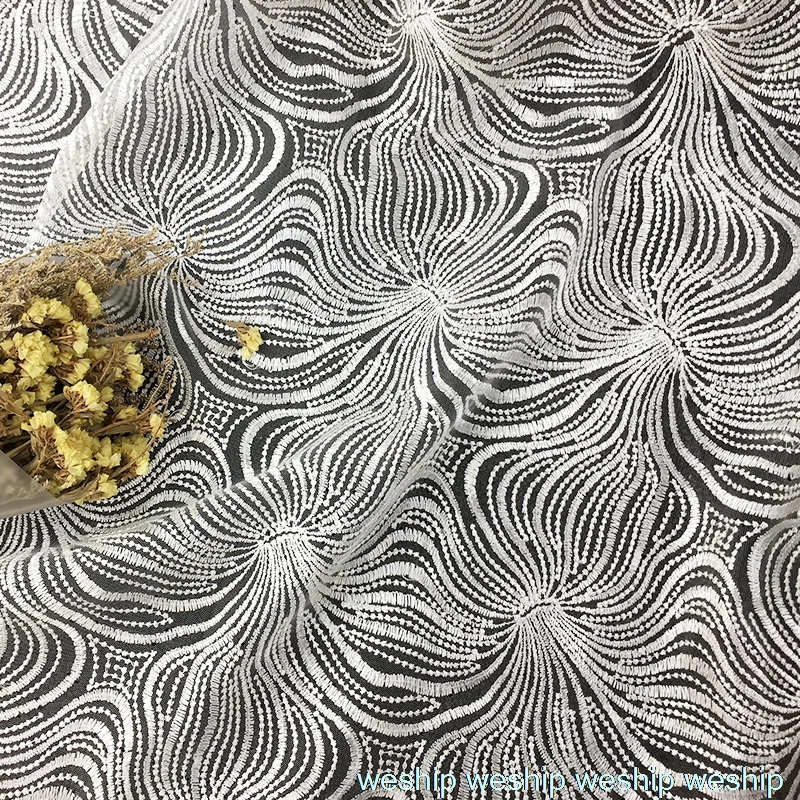 2 ярдов белая ажурная Пряжа Ткань вышивка кружевная сетка ткань свадебное платье