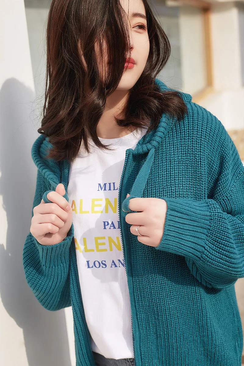 Cashmere Sweater Cap And Guard Women's Spring Autumn Long Sleeve Wool Thicker Jacket Zipper Cardigan Casual Sport |