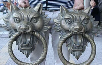 17 folk china feng shui bronze evil spirits tiger head statue door knocker pair sculpture statues unicornio garden decoration