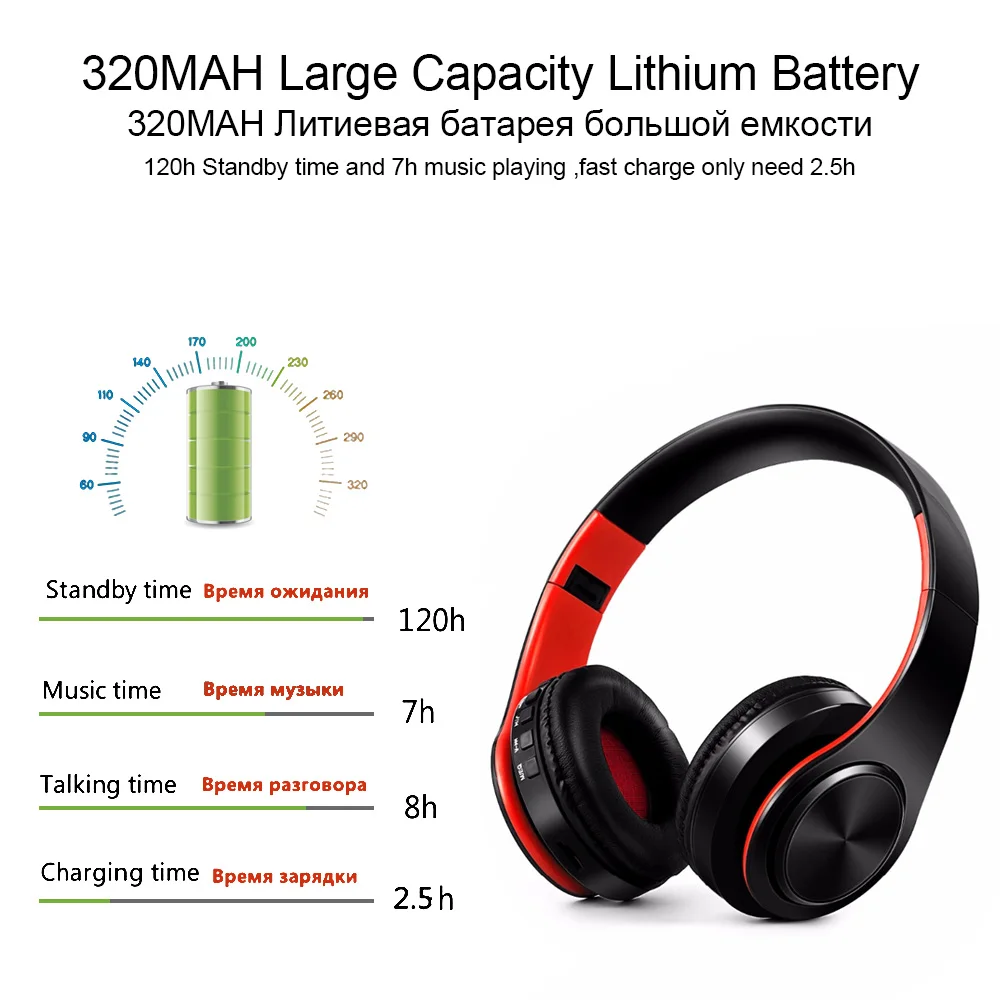 Bluetooth Headset Stereo Audio Wireless Headphones Fordable Wired Earphones With Microphone and FM radio For PC mobile phone Mp3 |
