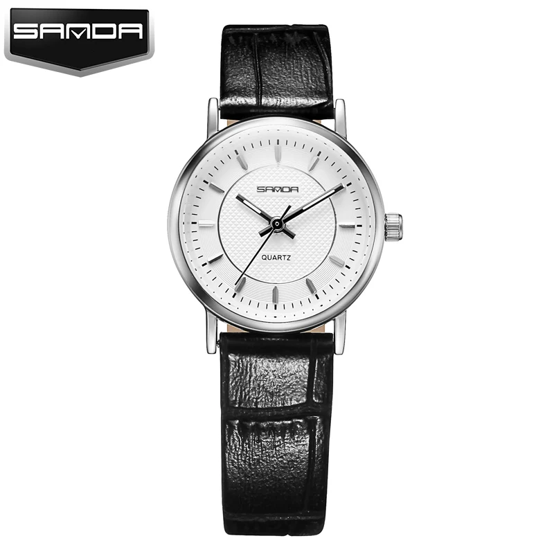 SANDA супер тонкие часы Мужские Водонепроницаемые кожаные модные повседневные