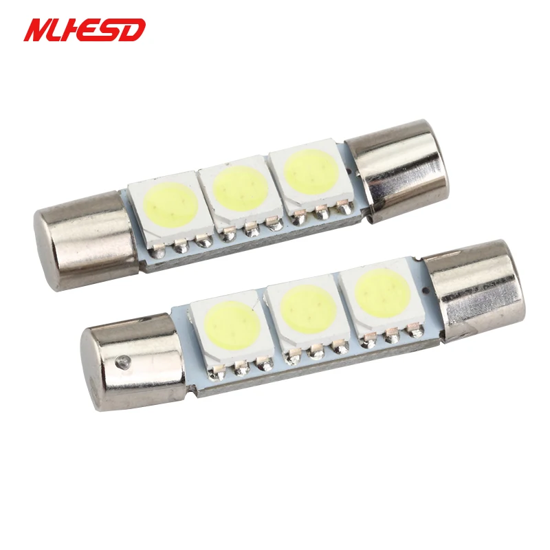 10pcs 12V Flood Festoon Dome T6 T6.3 28mm 31mm 3 SMD 5050 LED 3smd Light Bulb Car Vanity Mirror Sun Visor Fuse White | Автомобили и
