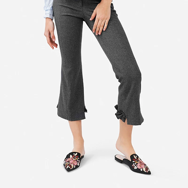 Мюли Teahoo женские с вышивкой Мягкие Шлепанцы на плоской подошве заостренный носок