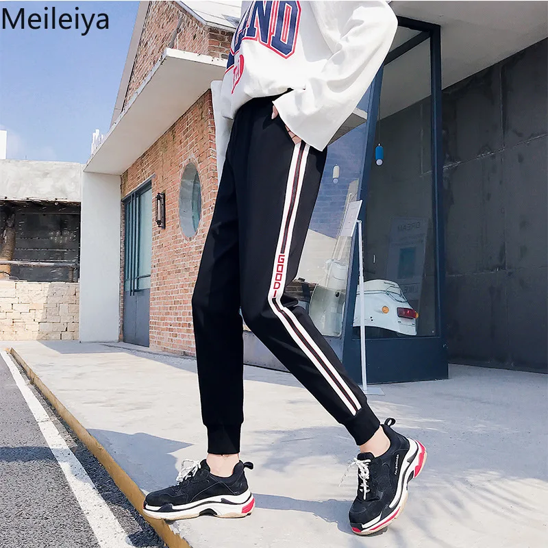 Черные спортивные штаны для женщин весенне осенние оригинальные отдыха в