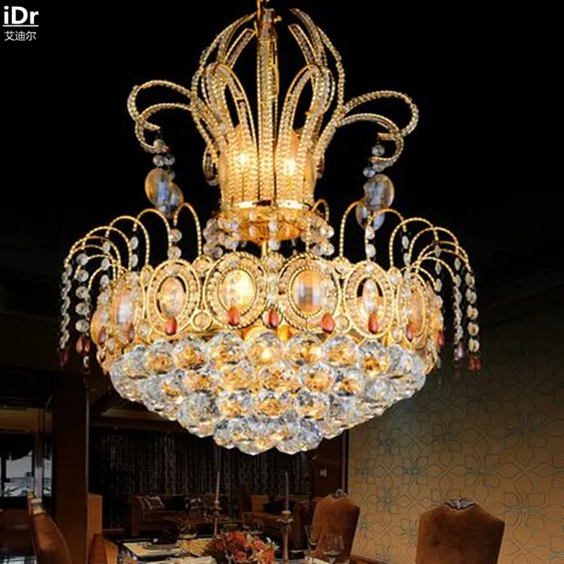 Золотистая круглая модная простая Европейская лампа для ресторана спальни