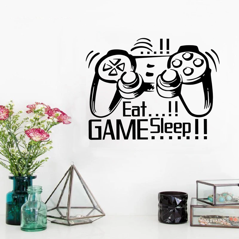 Игровой геймпад Eat Sleep настенная наклейка для мальчиков игровой комнаты спальни