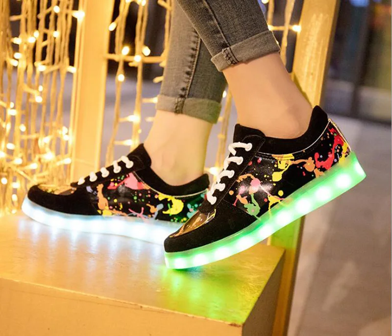Size35-44 красочные обувь с зарядкой usb светящиеся кроссовки со светодиодами легкие